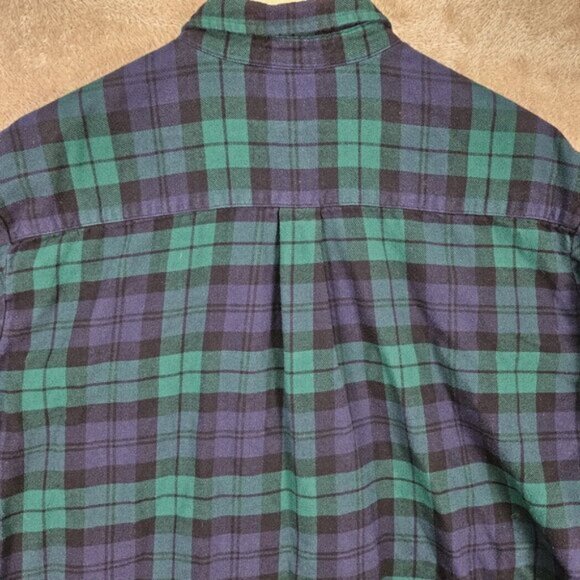 Gap Shirt Flannel Green Purple Plaid Pocket Button Down Women's Size XL Outdoor - Picture 9 of 10